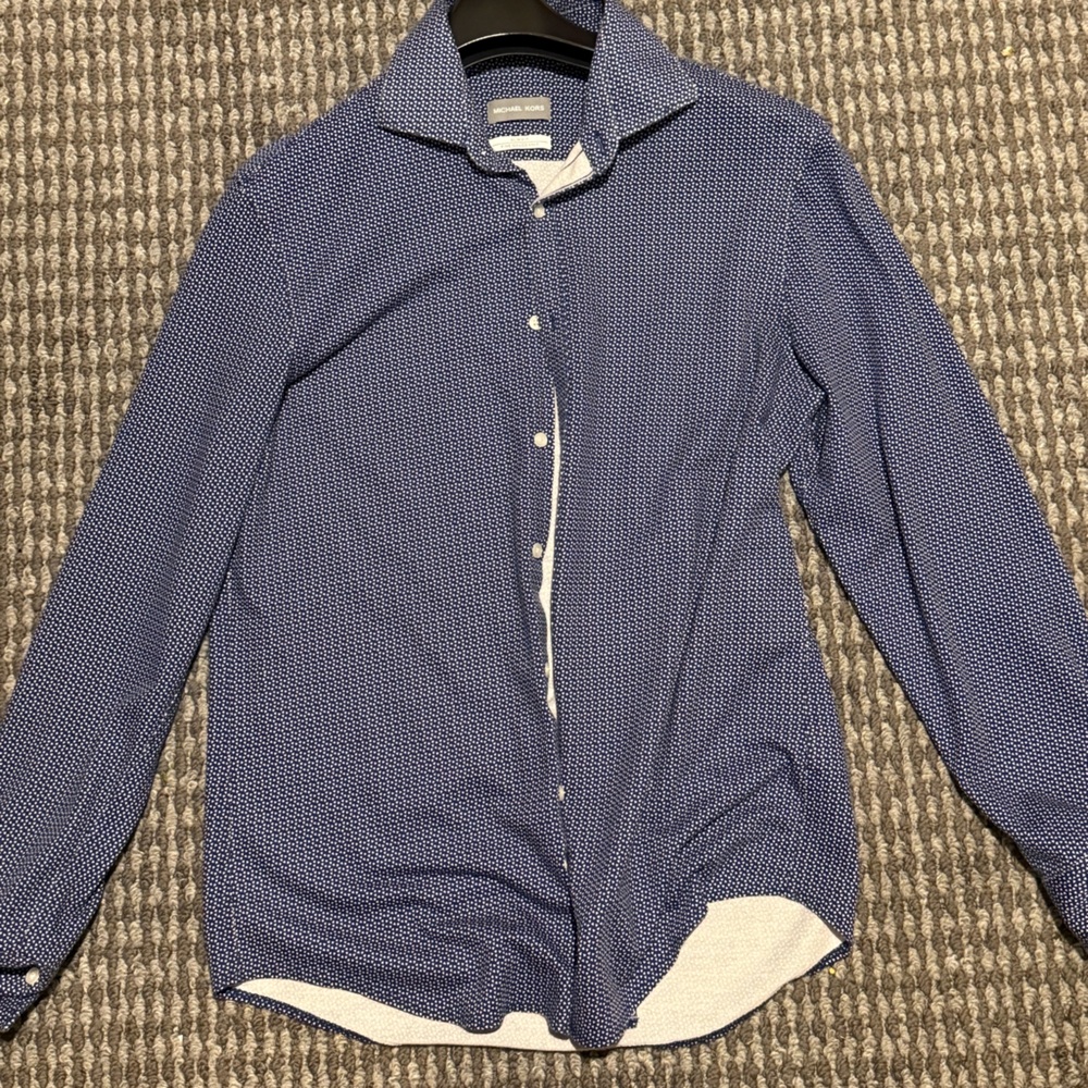 Michael Kors Navy Geometric Knit Shirt